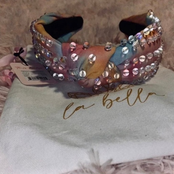 NWT LA Bella Rainbow Iridescent Headband with Glass Beads - Picture 7 of 12
